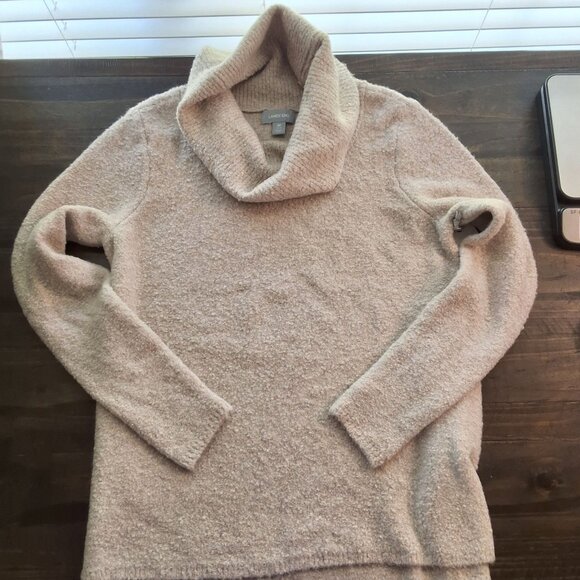 Lands End Womens M Cowl Neck Sweater Light Beige, Nylon, Wool, Alpaca Blend Cozy - Picture 5 of 8